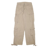 Mens Cotton Blend Beige Relaxed Cargo Trousers W28 L30 Casual Utility Pockets