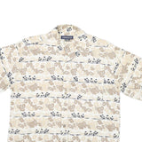 CROSSINGS Mens Beige Floral Cotton Blend Shirt M Summer Casual Button-Up