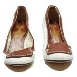 CHLOE Womens Brown & White Block Heel Pumps Synthetic UK 5 Classic Stylish