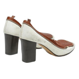 CHLOE Womens Brown & White Block Heel Pumps Synthetic UK 5 Classic Stylish