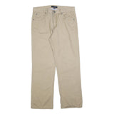 TOMMY HILFIGER Mens Cotton Blend Beige Regular Straight Trousers W34 L32 Casual