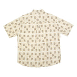 WOOLRICH Mens Beige Cotton Blend Shirt XL Button-Down Collar Short Sleeve