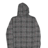 TODAY Womens Grey & Red Checked Hooded Jacket M Polyester Blend Casual Outerwear