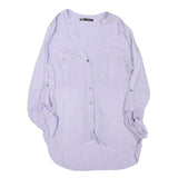 ZARA Womens Lilac Basic Top Long Sleeve V-Neck Button Front S Casual Stylish