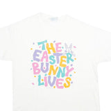 PEACOCK Mens White The Easter Bunny Lives Cotton T-Shirt L Short Sleeve Crew