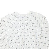 CHAMPION Womens White All Over Logo Crew Neck M Cotton Blend Sweatshirt