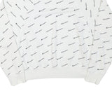 CHAMPION Womens White All Over Logo Crew Neck M Cotton Blend Sweatshirt
