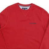 TOMMY HILFIGER Mens Red Crew Neck M Hilfiger Embroidered Sweatshirt