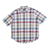 NAUTICA Mens Blue & Red Check Shirt XL Cotton Blend Summer Button-Down Casual