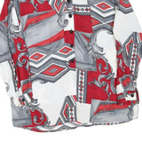 Womens Red Grey & White Printed Shirt Long Sleeve Collared L Polyester Blend