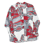 Womens Red Grey & White Printed Shirt Long Sleeve Collared L Polyester Blend
