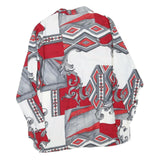 Womens Red Grey & White Printed Shirt Long Sleeve Collared L Polyester Blend