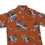 JUNCTION WEST Mens Orange & Blue Floral Cotton Blend Shirt L Casual Summer