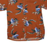 JUNCTION WEST Mens Orange & Blue Floral Cotton Blend Shirt L Casual Summer