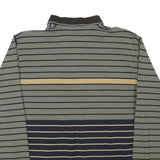 Mens Green & Navy Stripe Cotton Blend Sweatshirt Collared L Zipper Pocket