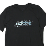 ADIDAS Mens Black Graphic T-Shirt S Short Sleeve Crew Neck Cotton Blend
