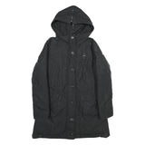 BLAUER USA Womens Black Nylon Hooded Long Zip Jacket M