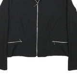 TALLY WEIJL Womens Black & Green Zip Jacket S Polyester Blend Classic Stylish