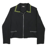 TALLY WEIJL Womens Black & Green Zip Jacket S Polyester Blend Classic Stylish