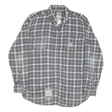 CARHARTT Mens Green & Blue Check Shirt L Long Sleeve Cotton Blend Casual