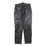 MODE Mens Leather Black Slim Tapered Trousers W30 L30 Stylish Zip Closure