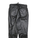 MODE Mens Leather Black Slim Tapered Trousers W30 L30 Stylish Zip Closure