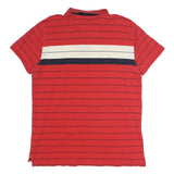 NAUTICA Mens Red & Navy Blue Striped Short Sleeve Polo Shirt XL Cotton Casual