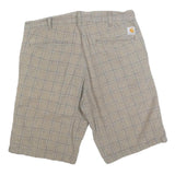 CARHARTT Mens Shorts Beige Checked Casual M W32 Cotton Blend Relaxed Fit