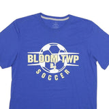 RUSSELL ATHLETIC Mens Blue Bloom TWP Soccer Graphic T-Shirt M Short Sleeve Crew