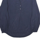 TOMMY HILFIGER Womens Blue Viscose Long Sleeve V-Neck Top UK 14 Stylish