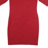 PHASE EIGHT Womens Red Wool Blend Bodycon Dress Knee Length 3/4 Sleeve UK 14