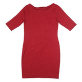 PHASE EIGHT Womens Red Wool Blend Bodycon Dress Knee Length 3/4 Sleeve UK 14
