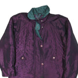 Womens Purple & Teal Plain Jacket XL Polyester Blend Zip Casual Quilted Design