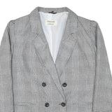 CITY LINE Womens Grey Check Double Breasted Jacket L Polyester Blend Plain