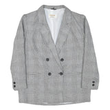CITY LINE Womens Grey Check Double Breasted Jacket L Polyester Blend Plain