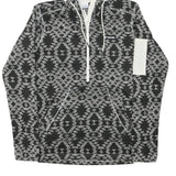 COLUMBIA Mens Black & White Patterned Pullover Hoodie S Zip Pocket Drawstring
