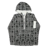 COLUMBIA Mens Black & White Patterned Pullover Hoodie S Zip Pocket Drawstring