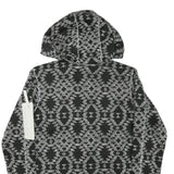 COLUMBIA Mens Black & White Patterned Pullover Hoodie S Zip Pocket Drawstring