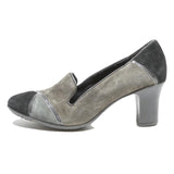 BATA Womens Classic Grey & Black Leather Mid Heel Court Shoes UK 6 Stylish