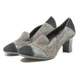 BATA Womens Classic Grey & Black Leather Mid Heel Court Shoes UK 6 Stylish