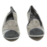 BATA Womens Classic Grey & Black Leather Mid Heel Court Shoes UK 6 Stylish