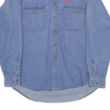 DUNBROOKE Mens Blue Denim Shirt L Cotton Button Collar Casual Workwear