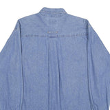 DUNBROOKE Mens Blue Denim Shirt L Cotton Button Collar Casual Workwear