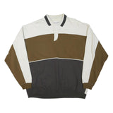 GREAT LAKES Mens Beige & Brown & Black Collared XL Cotton Blend Sweater Pullover