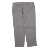 DICKIES Mens Regular Fit Grey Cotton Blend Zip Trousers W40 L30 Workwear Casual