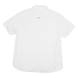 NAUTICA Mens White & Blue Striped Casual Shirt L Cotton Blend Short Sleeve