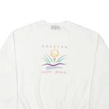 SDI Mens White Golfing Agate Beach Crew Neck M Cotton Blend Sweatshirt