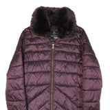 BARBOUR Womens Purple Zip Jacket UK 10 Polyester Blend Quilted Warm Collar