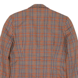 SUBURBAN PETITES Womens Brown & Blue Checked Tailored Jacket M Polyester Blend