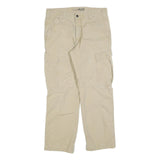 CARHARTT Mens Relaxed Beige Cargo Trousers W33 L30 Cotton Blend Zip Closure